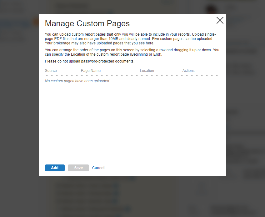 Add custom pages