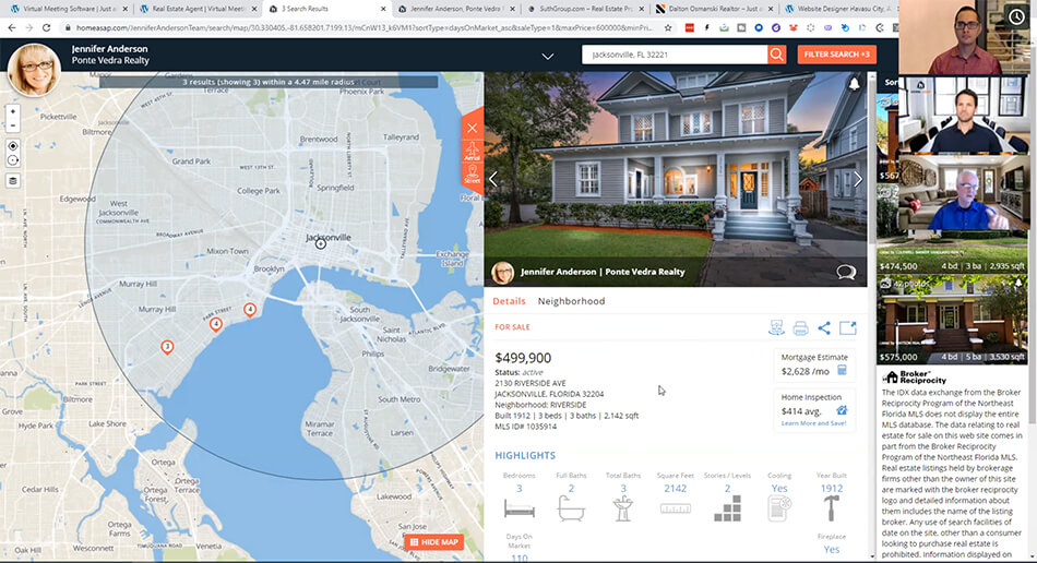 Real estate listing shown during virtual meeting