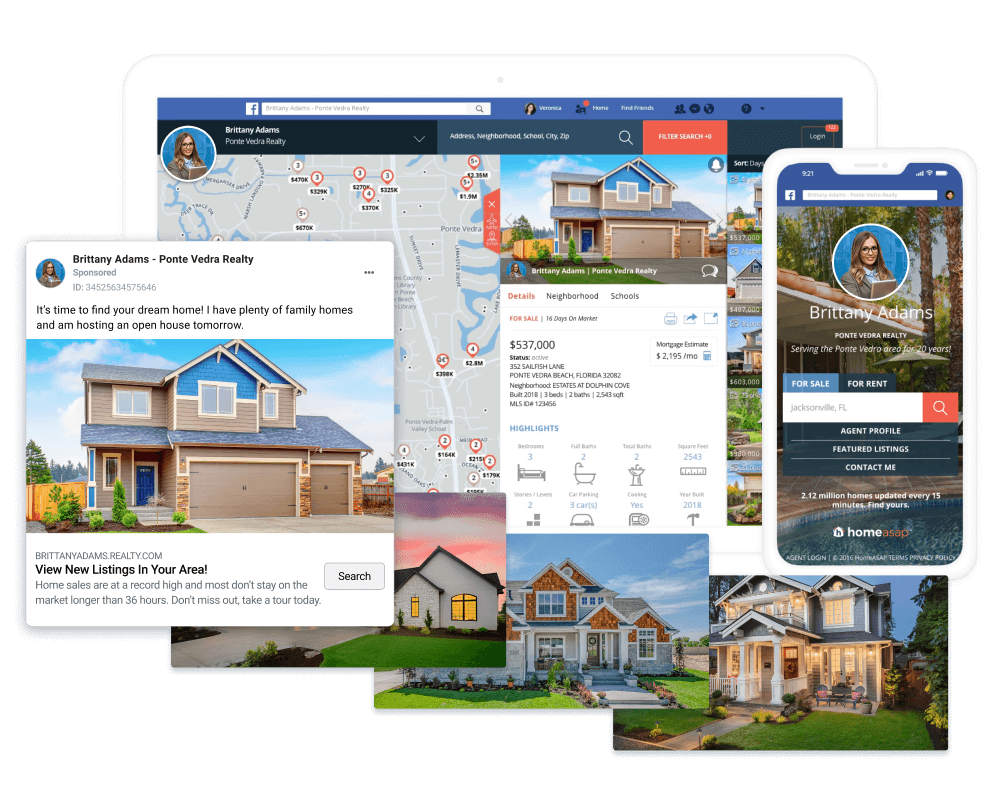 Show off your listings by importing and featuring them on your profile in the free Real Estate Agent Directory on Facebook. 